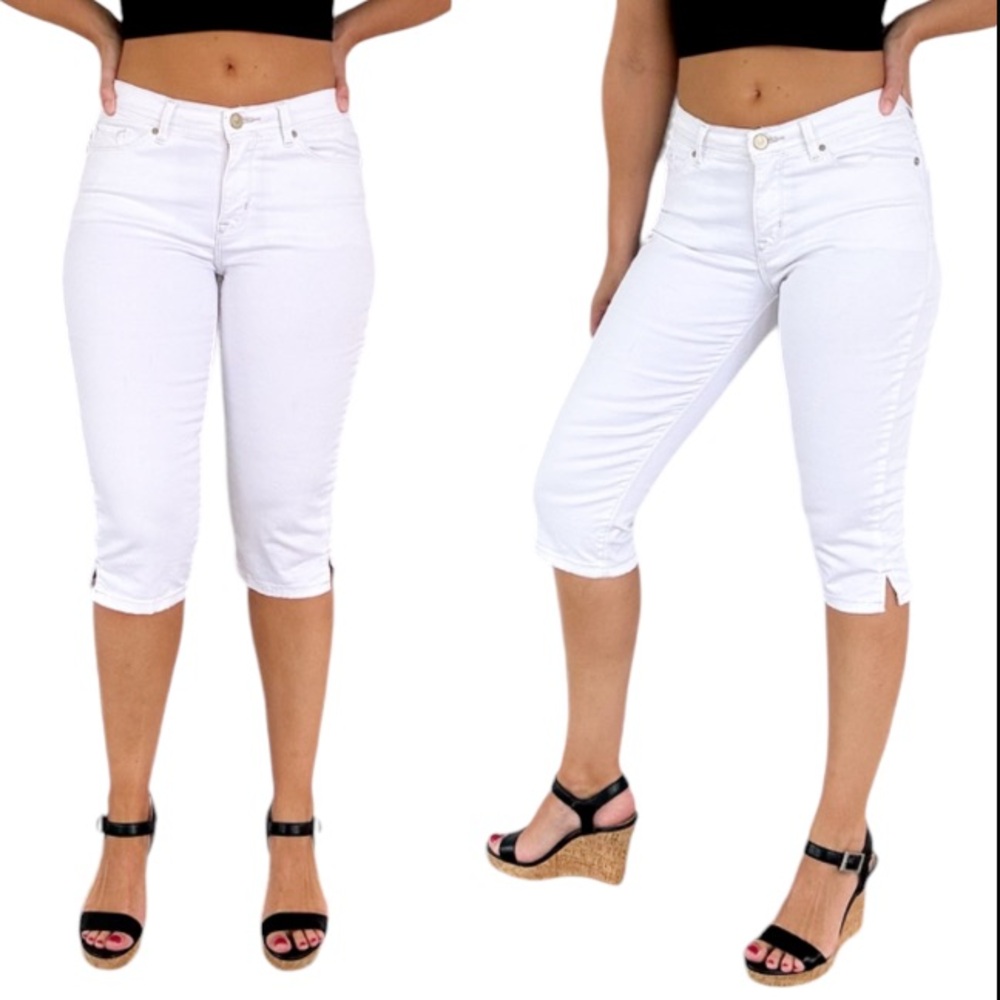 Lee white modern series mid rise fit cotton stretch capri pants size medium